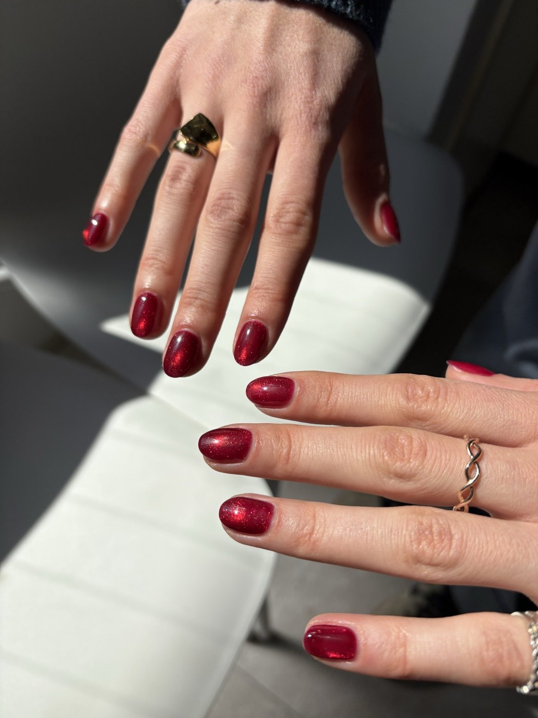 Deep Red Shimmer on Short Nails | A Polish Manicure in Harajuku