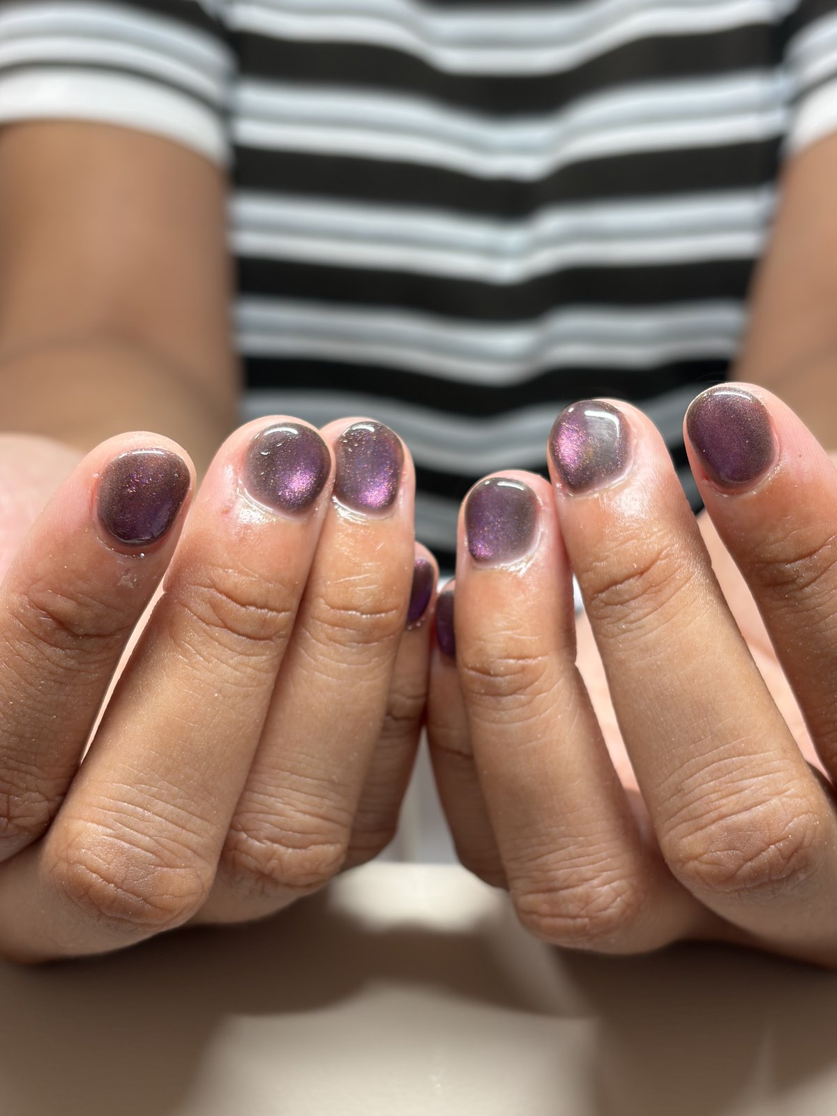 Shifting Silver Magnet on Bare Nails - nail design by lull., Harajuku Tokyo