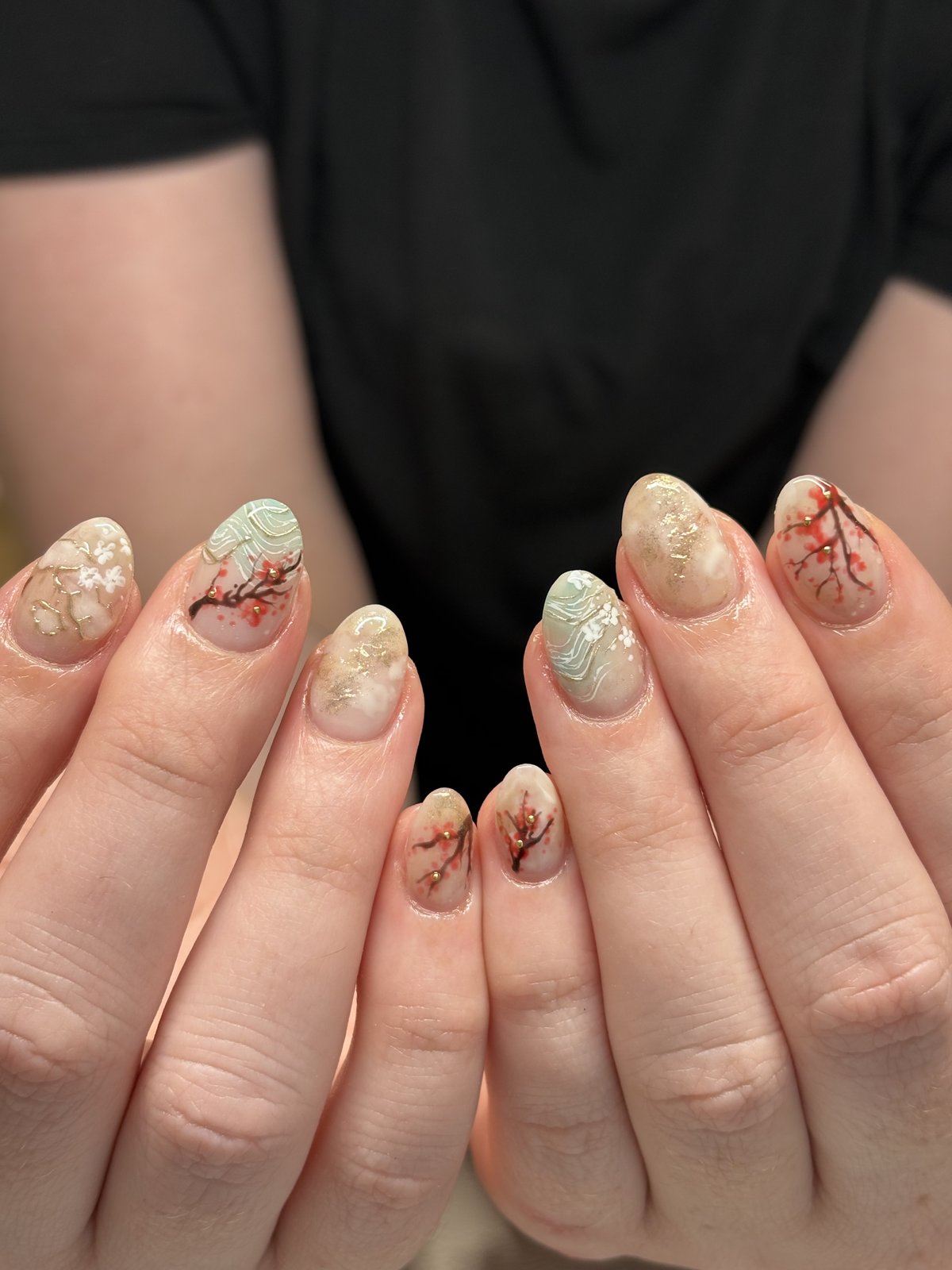 Soft One-Point Extension with a Fill-In Base - nail design by lull., Harajuku Tokyo