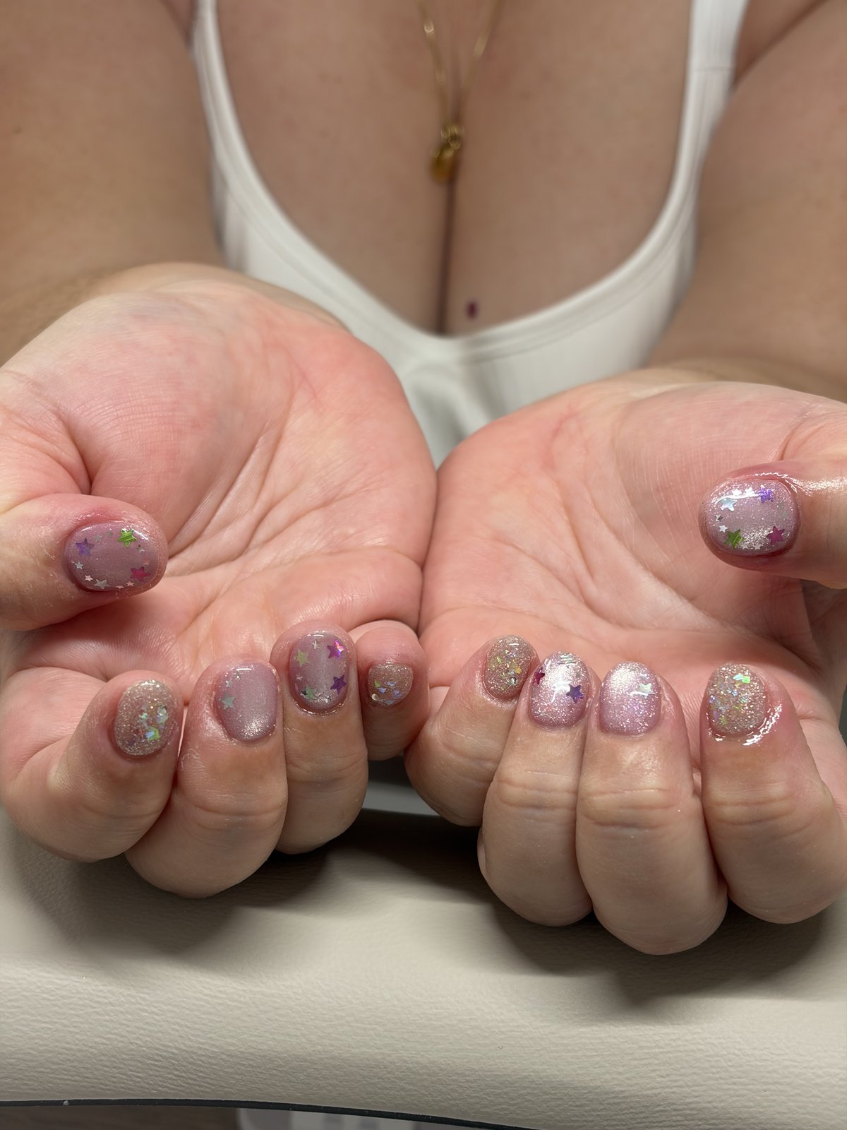 Painted Accents on Bare Natural Nails - nail design by lull., Harajuku Tokyo