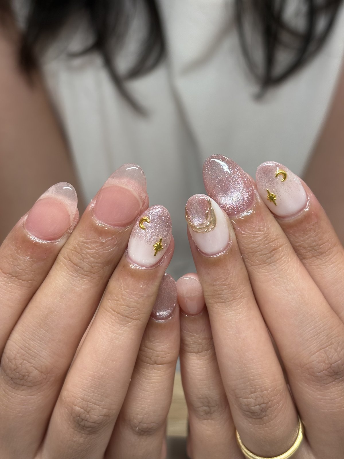 Ten Sculpted Extensions with Art on Selected Nails - nail design by lull., Harajuku Tokyo