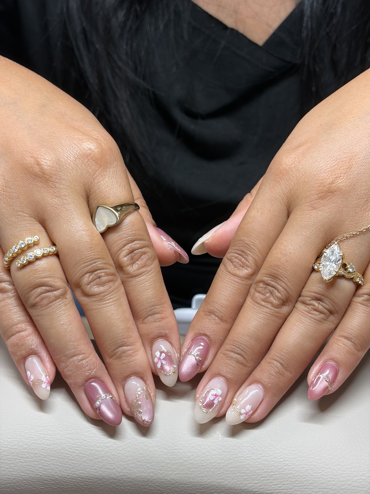 Six Accent Nails on a Fill-In Base - nail design by lull., Harajuku Tokyo
