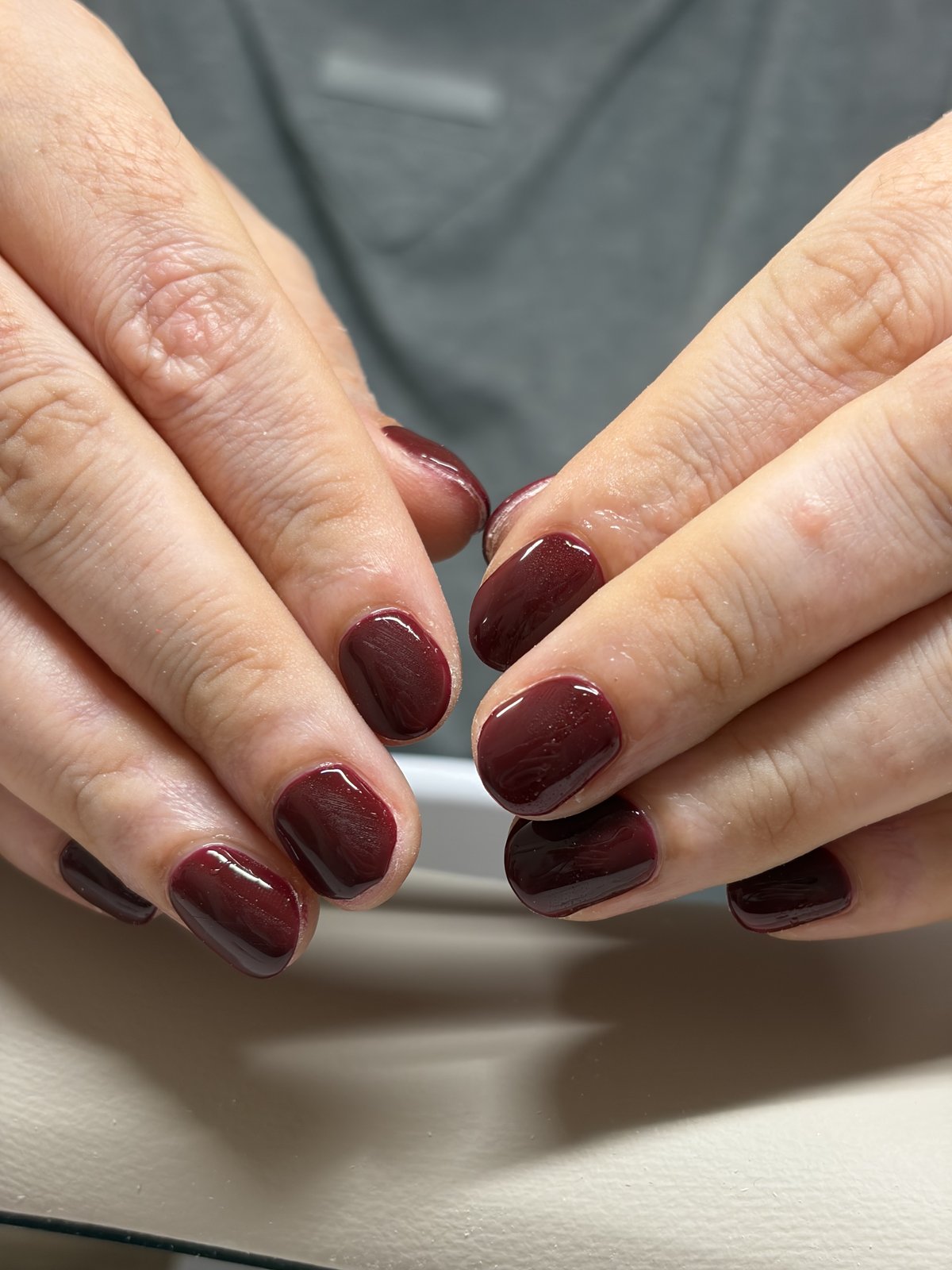 Reshaped Natural Nails Finished in One Even Shade | One Color Gel in Harajuku