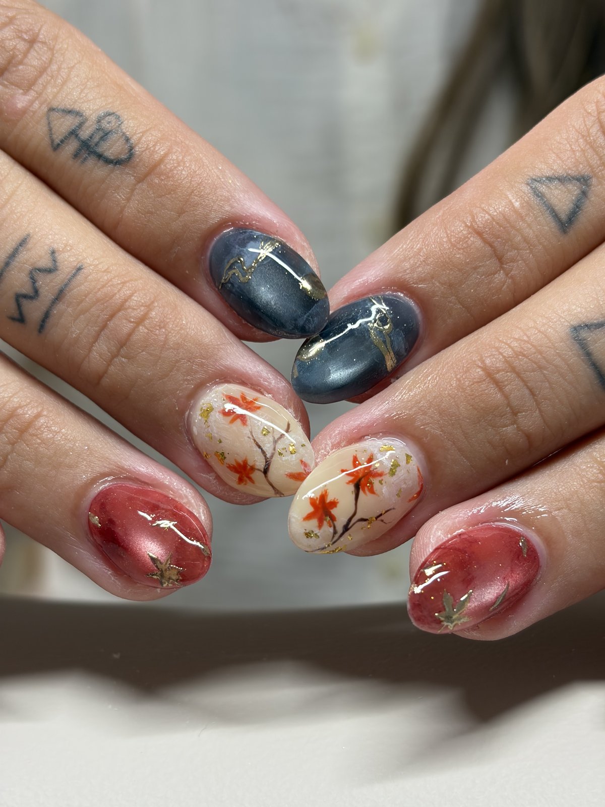 Maple Reds and Amber Browns | Autumn Nail Art in Harajuku