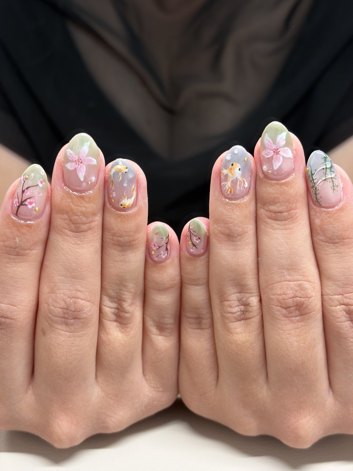One Extended Nail and a Fill-In Base - nail design by lull., Harajuku Tokyo