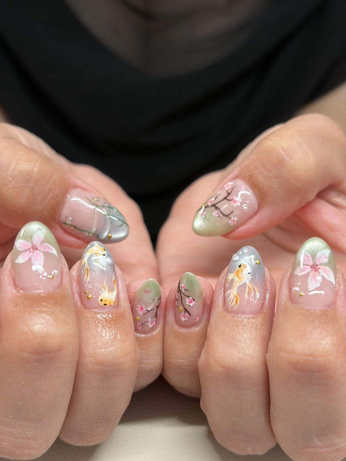 One Extended Nail and a Fill-In Base - nail design by lull., Harajuku Tokyo