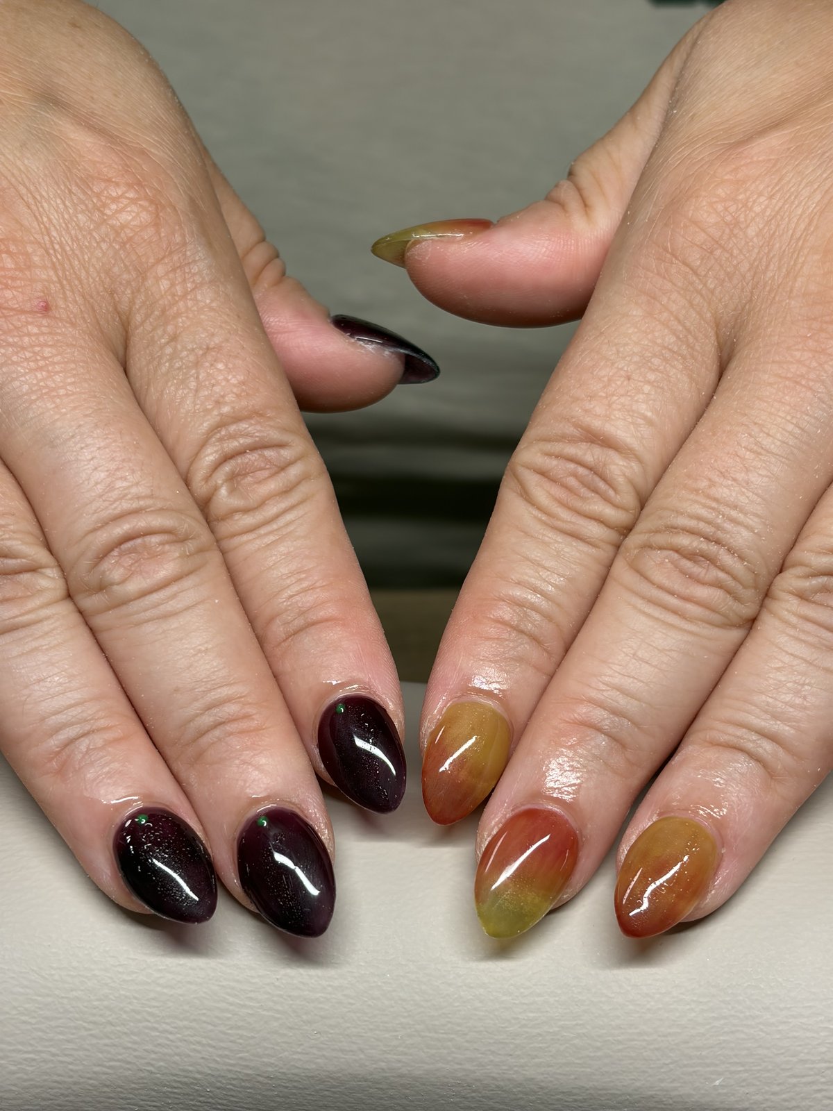 Ten Sculpted Extensions with Accent Art on Six Nails | Gel Extension Nails in Harajuku