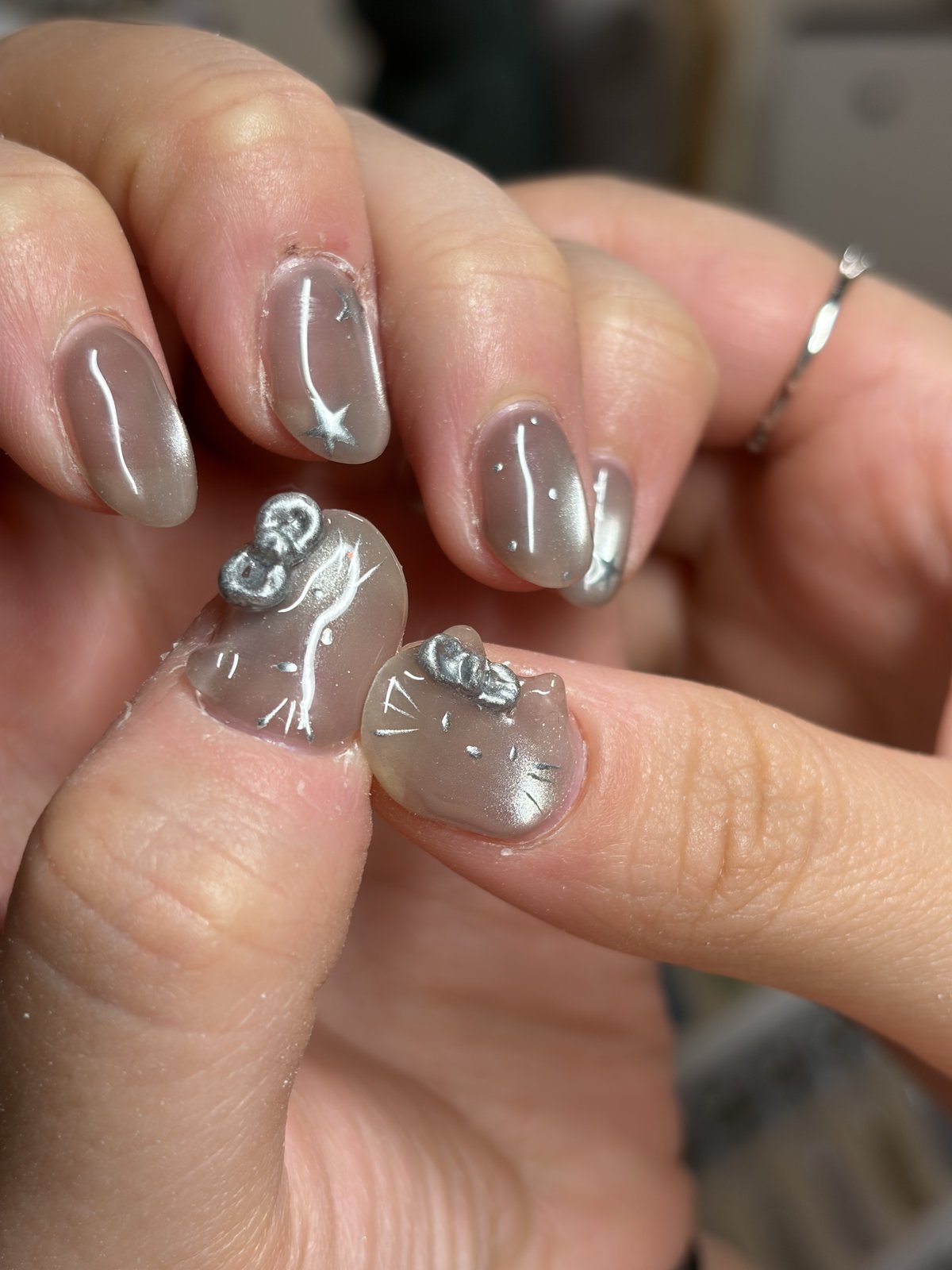 Ten-Nail Art on Bare Natural Nails | Hand-Painted Gel Nail Design in Harajuku