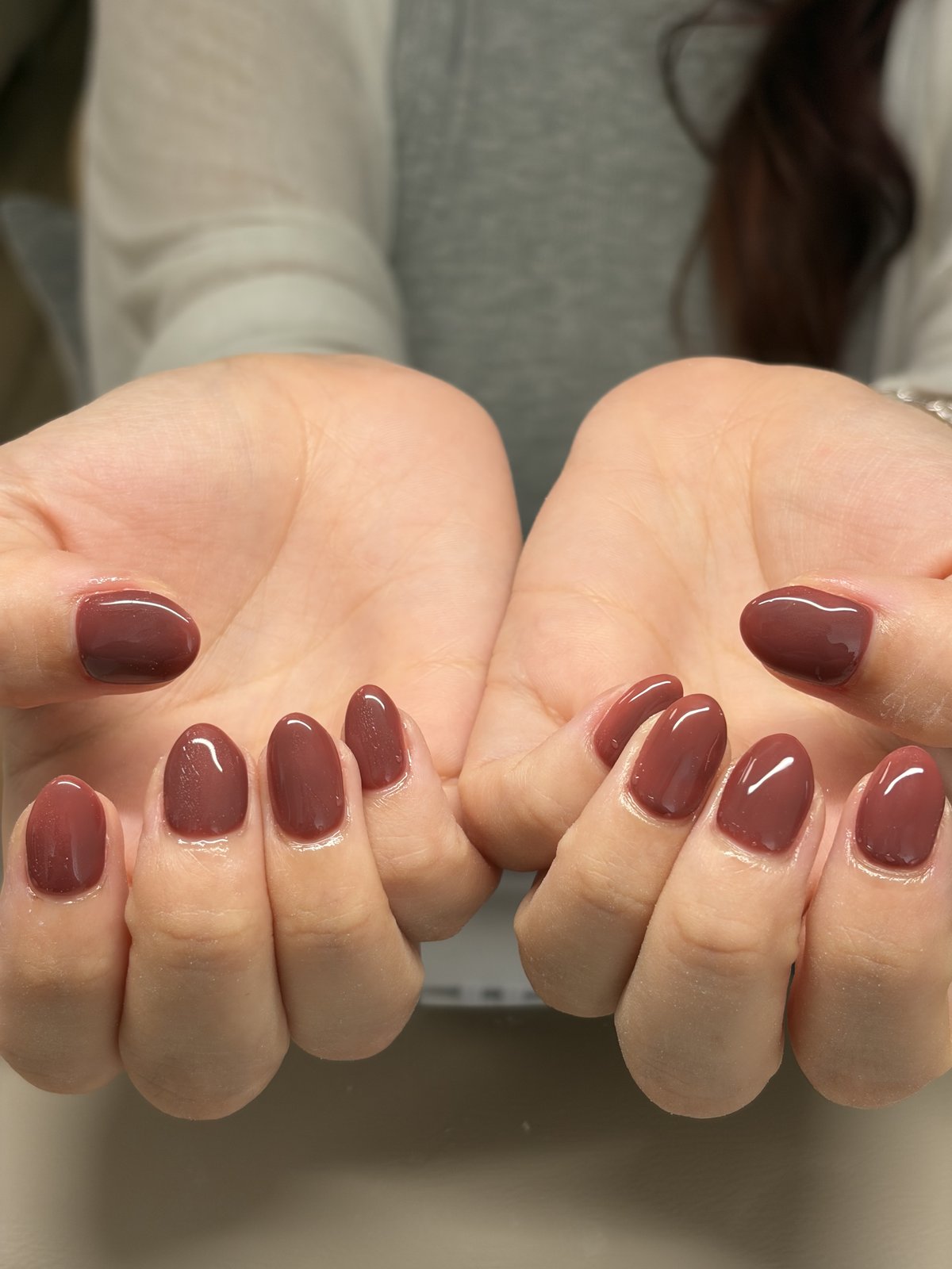 Fill-In Refresh on a Single-Shade Gel - nail design by lull., Harajuku Tokyo