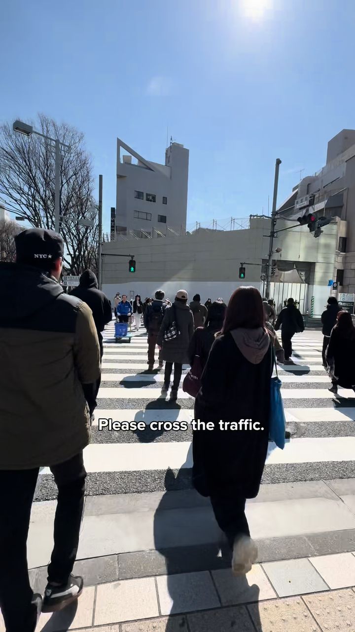Crosswalk at the large intersection near Meiji-Jingumae Station