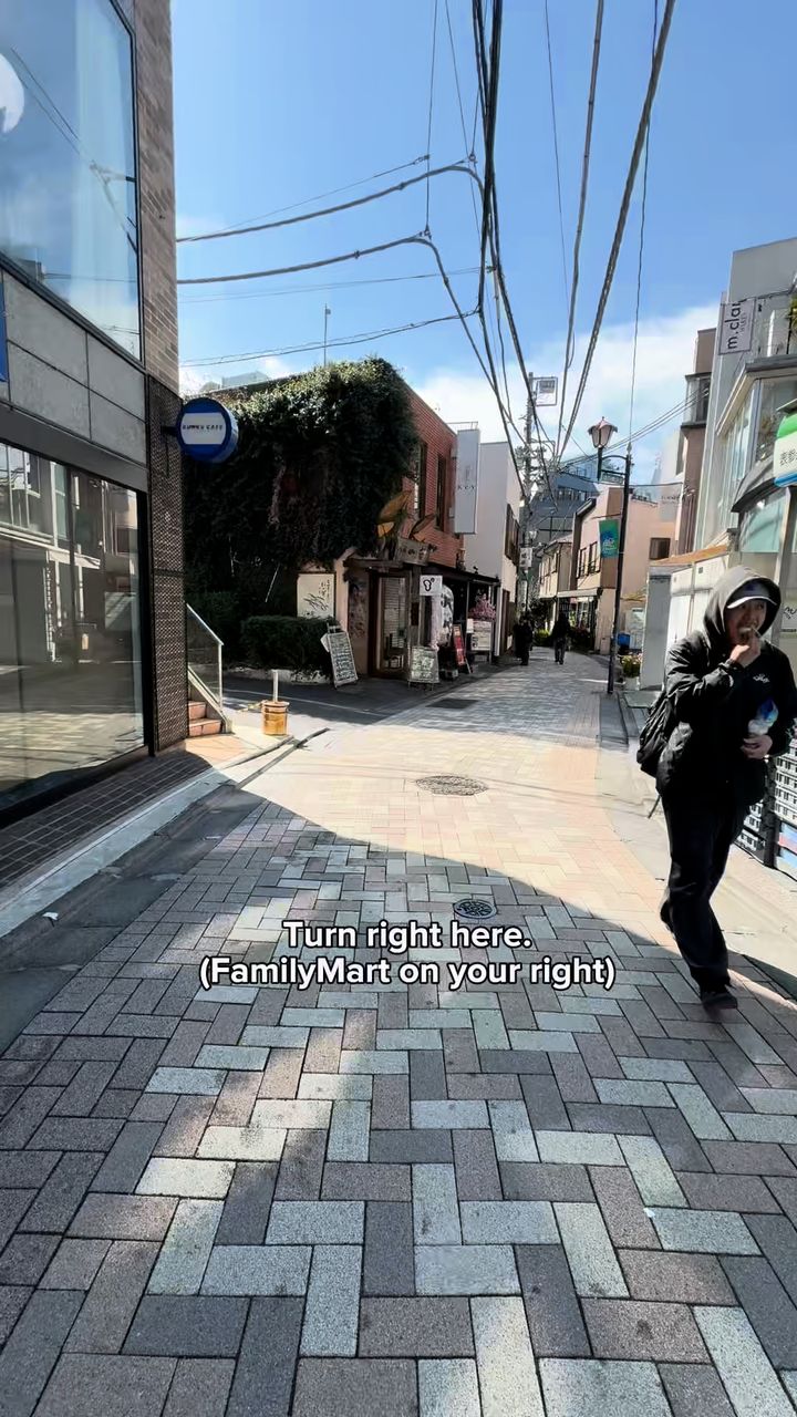 Corner where you turn right, with FamilyMart on your right