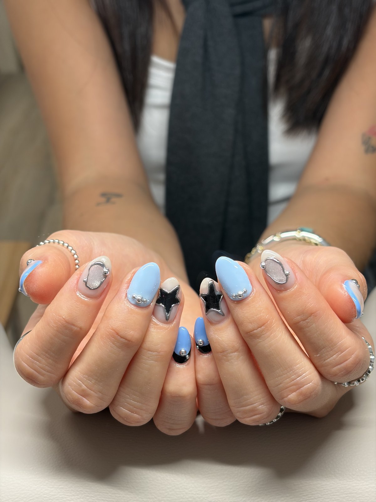 Custom Art Built on a Fill-In Base - nail design by lull., Harajuku Tokyo