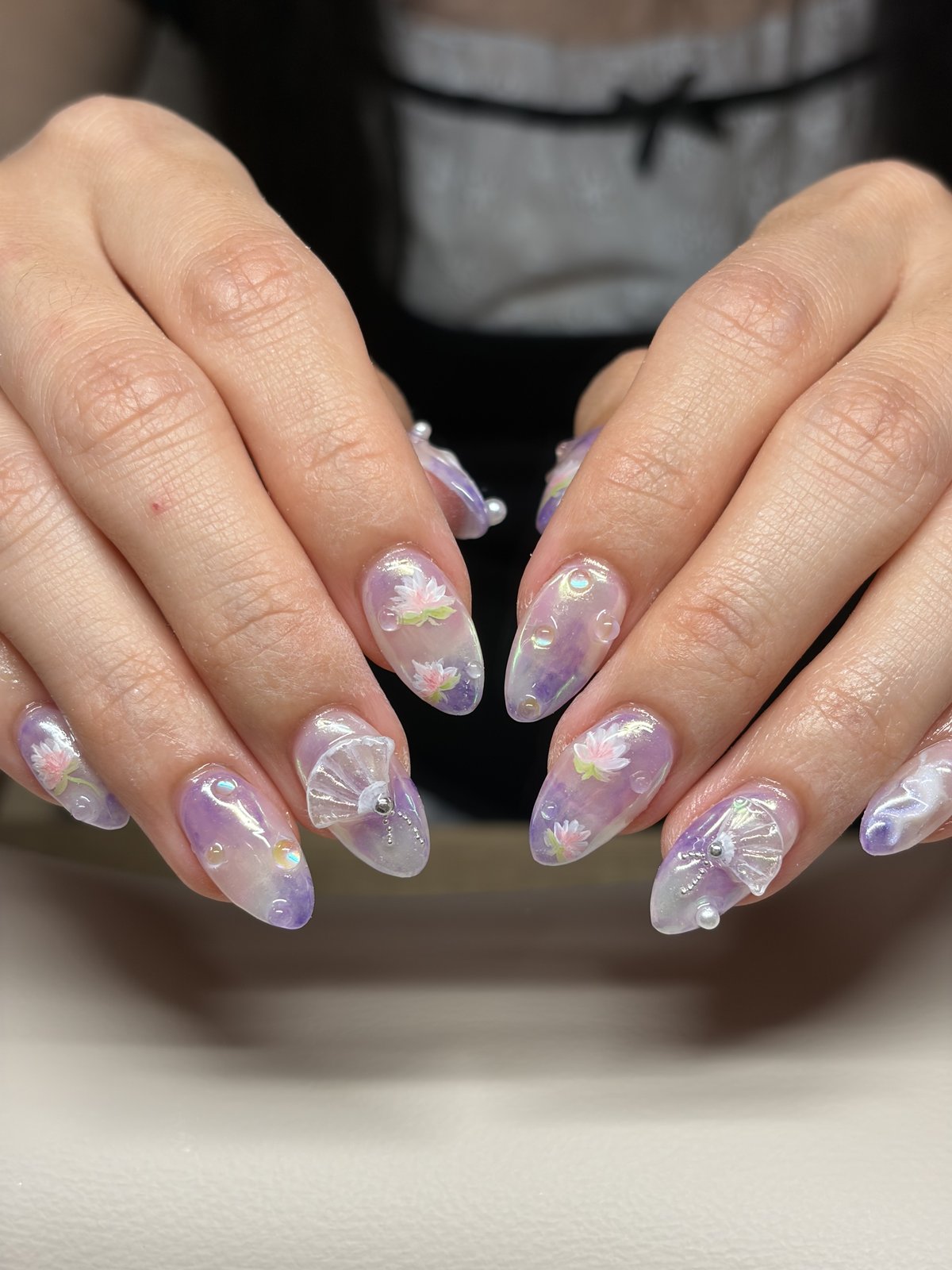Ten Nail Extensions Built on Bare Nails | Custom Gel Nail Art in Harajuku